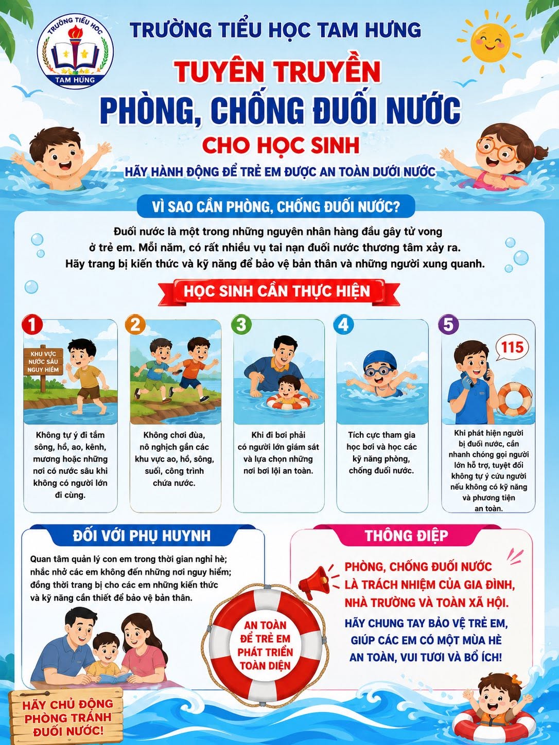 TUYÊN TRUYỀN PHÒNG, CHỐNG ĐUỐI NƯỚC CHO HỌC SINH